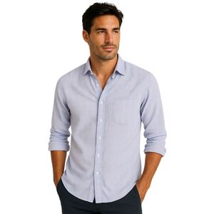Frank & Eileen Men's Finbar Shirt L Blue Pink Grid Pattern | Luxe Italian Cotton